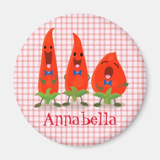 Niedlicher Chili Hot Ppper Trio Cartoon Magnet (Vorne)