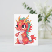 Niedlicher chinesischer Drache Postkarte (Stehend Vorderseite)