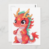 Niedlicher chinesischer Drache Postkarte (Vorne/Hinten)