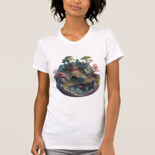 Niedlicher chinesischer Fantasie 3D Landscape Slim T-Shirt