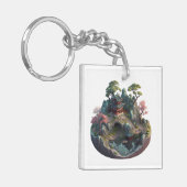 Niedlicher chinesischer Fantasie 3D Landscape Squa Schlüsselanhänger (Vorderseite links)