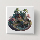 Niedlicher chinesischer Fantasie-3D-Landschaftspla Button (Vorderseite)
