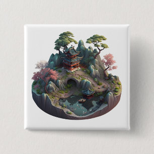 Niedlicher chinesischer Fantasie-3D-Landschaftspla Button