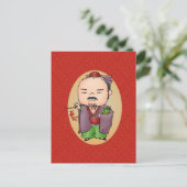 Niedlicher chinesischer Gesundheitsgott Postkarte (Stehend Vorderseite)