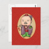 Niedlicher chinesischer Gesundheitsgott Postkarte (Vorne/Hinten)