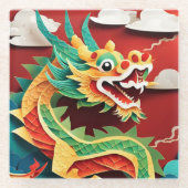 Niedlicher chinesischer Neujahrsdrache Zodiac Birt Glasuntersetzer (Vorderseite)