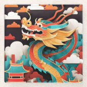 Niedlicher chinesischer Neujahrsdrache Zodiac Birt Glasuntersetzer (Vorderseite)