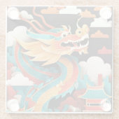 Niedlicher chinesischer Neujahrsdrache Zodiac Birt Glasuntersetzer (Rückseite)
