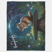 Niedlicher Chipmunk auf Mushroom *Personalisieren* Fleecedecke (Vorderseite)