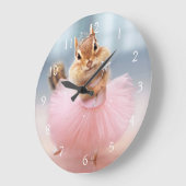 Niedlicher Chipmunk Ballerina in Tutu im Dance Stu Große Wanduhr (Winkel)