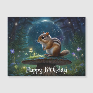 Niedlicher Chipmunk im Mushroom im Magischen Garte Magnetkarte