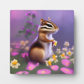 Niedlicher Chipmunk in Blume Fotoplatte (Vorderseite)