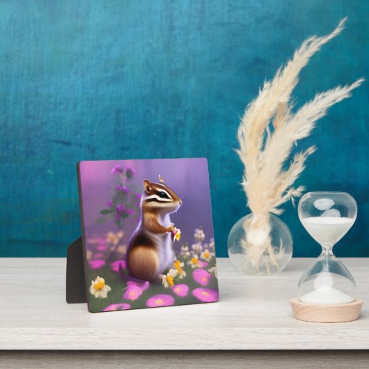 Niedlicher Chipmunk in Blume Fotoplatte (InSitu)