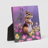 Niedlicher Chipmunk in Blume Fotoplatte (Vorderseite)