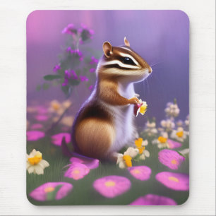 Niedlicher Chipmunk in Blume Mousepad