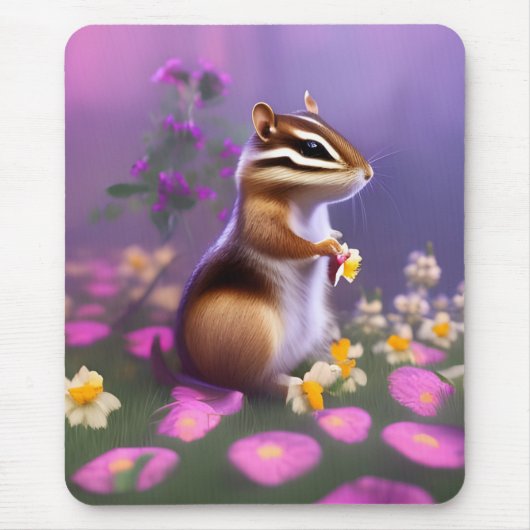 Niedlicher Chipmunk in Blume Mousepad (Vorne)