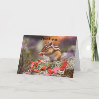 Niedlicher Chipmunk mit Berries Dankeskarte Karte