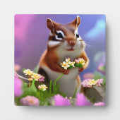 Niedlicher Chipmunk mit Blume Fotoplatte (Vorderseite)
