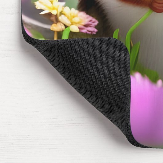 Niedlicher Chipmunk mit Blume Mousepad (Ecke)