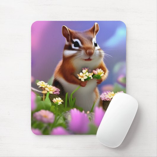 Niedlicher Chipmunk mit Blume Mousepad (Mit Mouse)