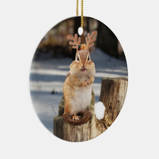 Niedlicher Chipmunk mit den Geweihen Keramikornament (Rechts)
