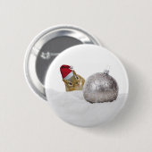 Niedlicher Chipmunk Silver und Schnee Weihnachtsfe Button (Vorne & Hinten)