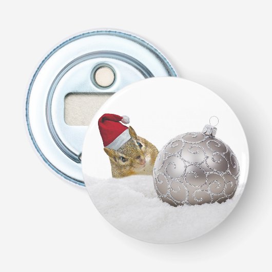 Niedlicher Chipmunk Silver und Schnee Weihnachtsfe Flaschenöffner (Vorderseite)