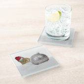 Niedlicher Chipmunk Silver und Schnee Weihnachtsfe Glasuntersetzer (Schrägansicht)