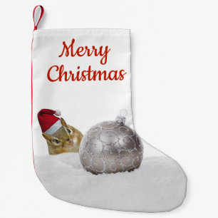 Niedlicher Chipmunk Silver und Schnee Weihnachtsfe Kleiner Weihnachtsstrumpf
