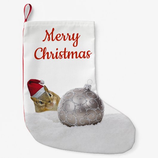 Niedlicher Chipmunk Silver und Schnee Weihnachtsfe Kleiner Weihnachtsstrumpf (Vorderseite)