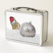 Niedlicher Chipmunk Silver und Schnee Weihnachtsfe Metall Brotdose (Rückseite)