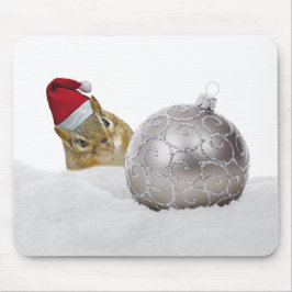 Niedlicher Chipmunk Silver und Schnee Weihnachtsfe Mousepad