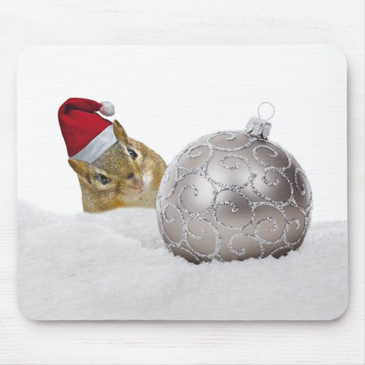 Niedlicher Chipmunk Silver und Schnee Weihnachtsfe Mousepad (Vorne)