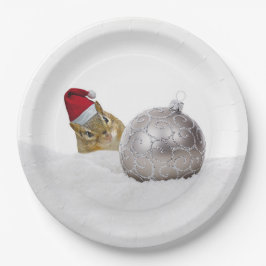 Niedlicher Chipmunk Silver und Schnee Weihnachtsfe Pappteller