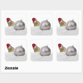 Niedlicher Chipmunk Silver und Schnee Weihnachtsfe Quadratischer Aufkleber (Blatt)