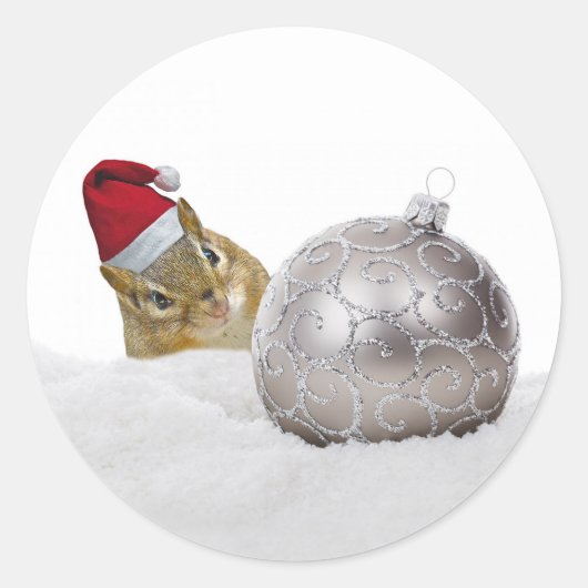Niedlicher Chipmunk Silver und Schnee Weihnachtsfe Runder Aufkleber (Vorderseite)