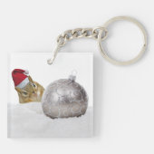 Niedlicher Chipmunk Silver und Schnee Weihnachtsfe Schlüsselanhänger (Rückseite)