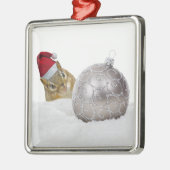 Niedlicher Chipmunk Silver und Schnee Weihnachtsfe Silbernes Ornament (Links)
