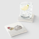 Niedlicher Chipmunk Silver und Schnee Weihnachtsfe Steinuntersetzer (Seitenansicht)