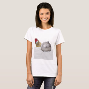 Niedlicher Chipmunk Silver und Schnee Weihnachtsfe T-Shirt