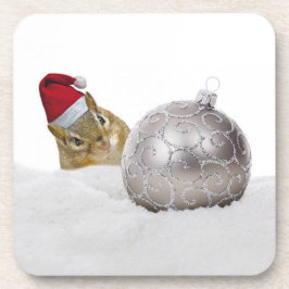 Niedlicher Chipmunk Silver und Schnee Weihnachtsfe Untersetzer