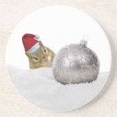 Niedlicher Chipmunk Silver und Schnee Weihnachtsfe Untersetzer (Vorne)