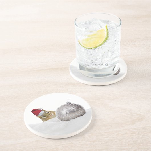 Niedlicher Chipmunk Silver und Schnee Weihnachtsfe Untersetzer (Seite)