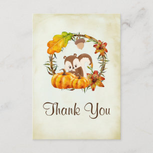 Niedlicher Chipmunk und Pumpkin Baby Dusche Danke