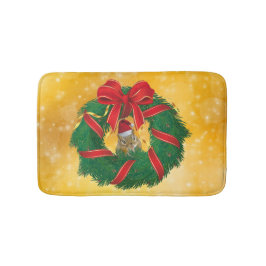 Niedlicher Chipmunk Weihnachtskranz Badematte