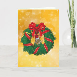 Niedlicher Chipmunk Weihnachtskranz Feiertagskarte