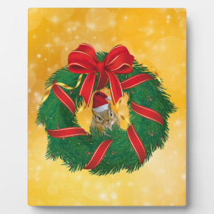 Niedlicher Chipmunk Weihnachtskranz Fotoplatte