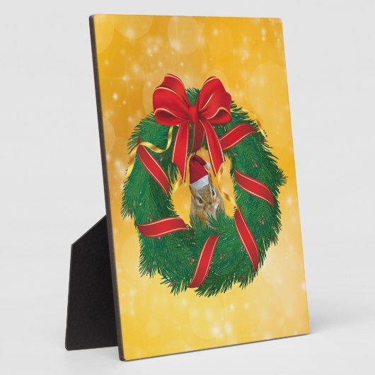 Niedlicher Chipmunk Weihnachtskranz Fotoplatte (Seite)