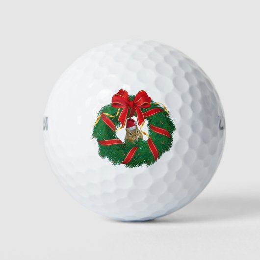 Niedlicher Chipmunk Weihnachtskranz Golfball (Vorderseite)