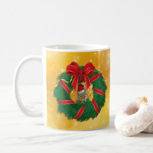 Niedlicher Chipmunk Weihnachtskranz Kaffeetasse